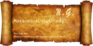 Matkovich Győző névjegykártya